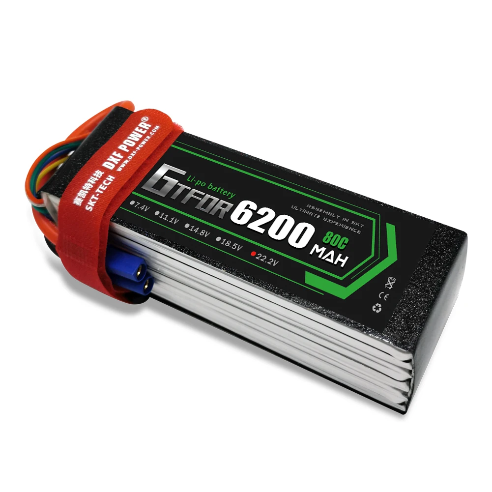 GTFDR-bater&iacute;a Lipo 6S 22,2 V 6200mah 80C-160C 6S XT60 T Deans XT90 EC5 para Dron FPV, avi&oacute;n, coche, cami&oacute;n, barco, piezas de RC-5
