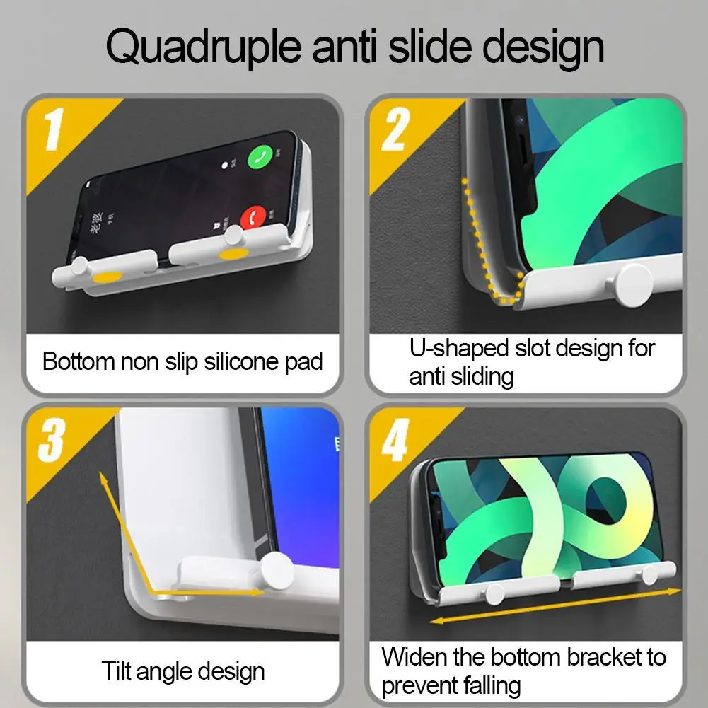 

Tablet Mobile Phone Charging Storage Rack Multi-function Bracket Extended Version Double Hook With Silicone Anti-skid Brackets