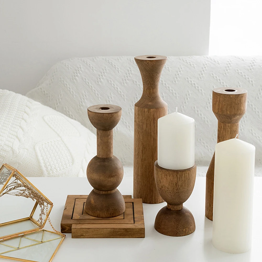 Деревянный подсвечник для чая винтажный деревянный украшения дома и свадьбы |