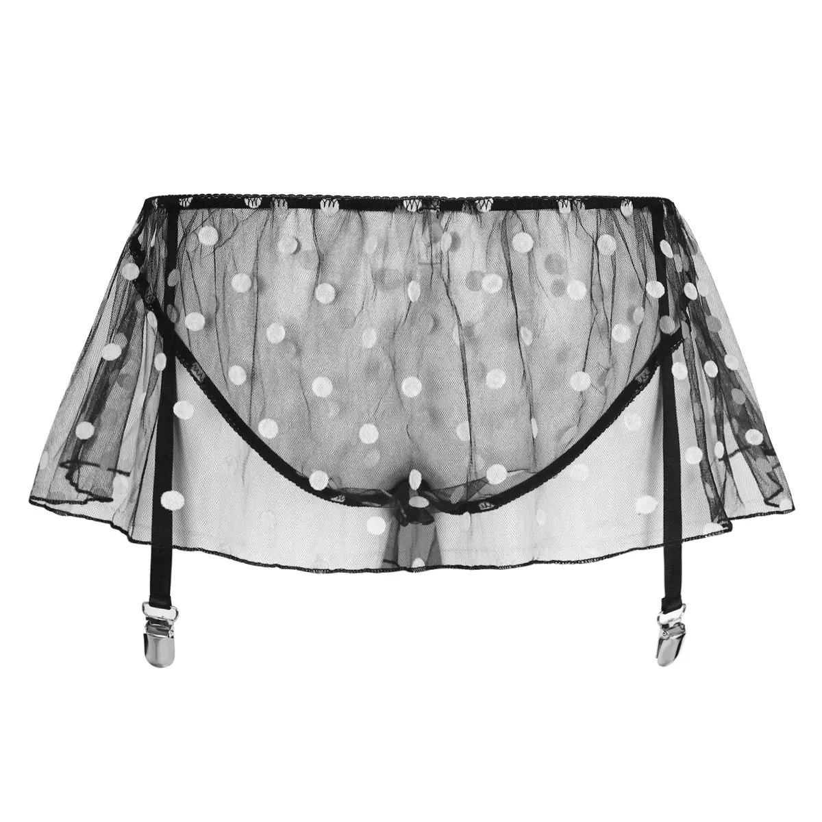 Мужское нижнее белье Сетчатое в горошек прозрачная мини-юбка с высокой талией