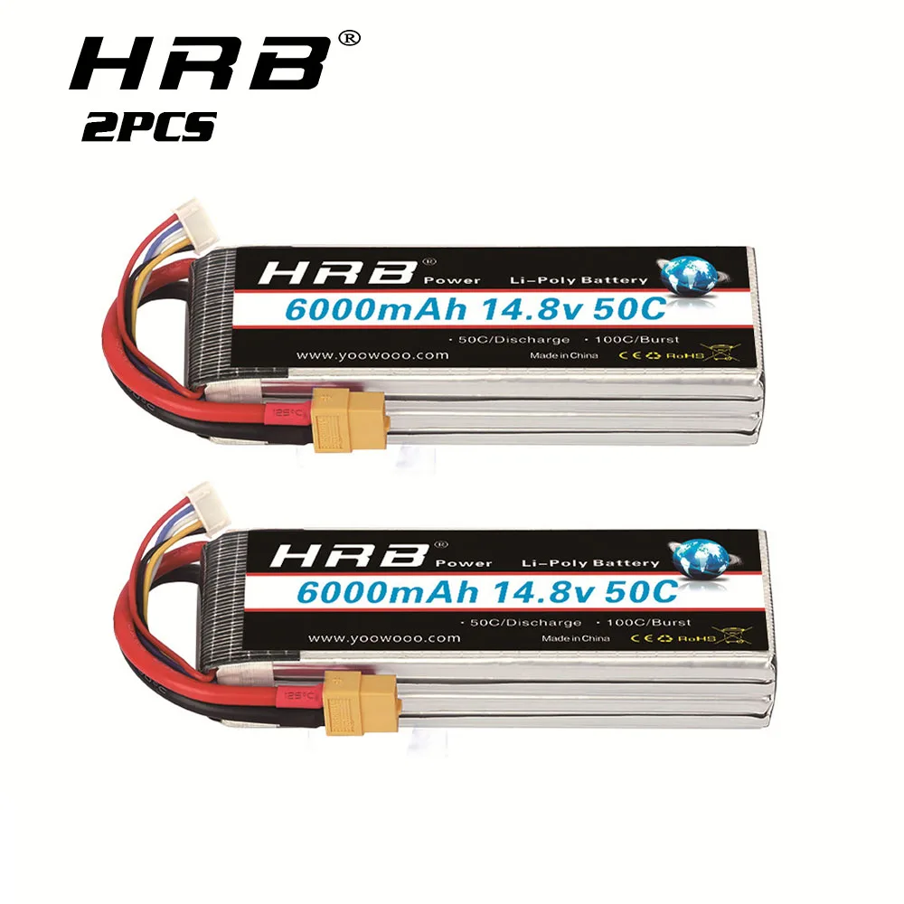 Аккумулятор HRB 2 шт. 14 8 в 6000 мАч 50C с разъемом XT60 T для радиоуправляемого самолета F550