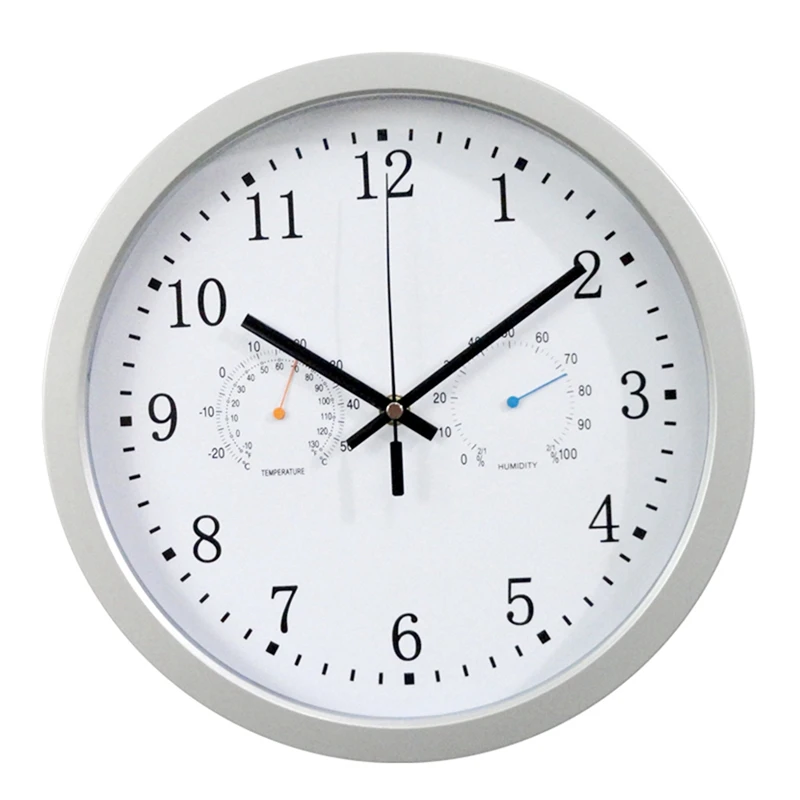 

12Inch Clock Automatic Time Adjustment Scanning Radio Controlled Clock Temperature Hygrometer Wall Clock Quiet Design