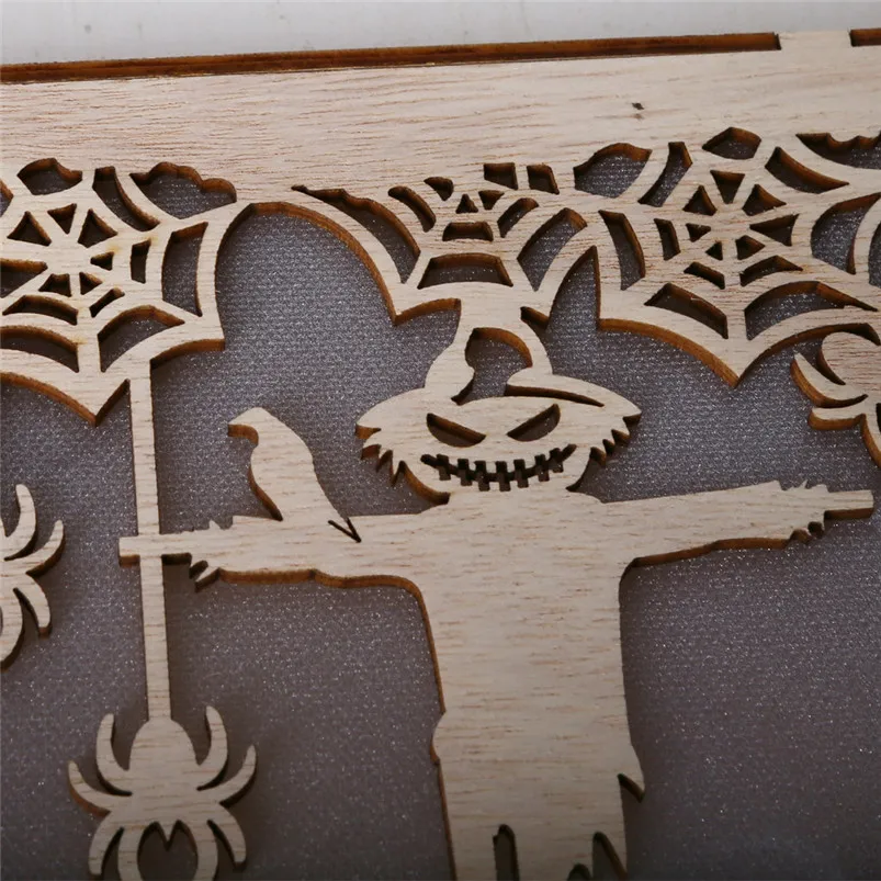 

Vintage Halloween Night Light Decor LED Hollow Wooden Light Pendants Home Ornaments Decoration Nachtlampje 40AUG13