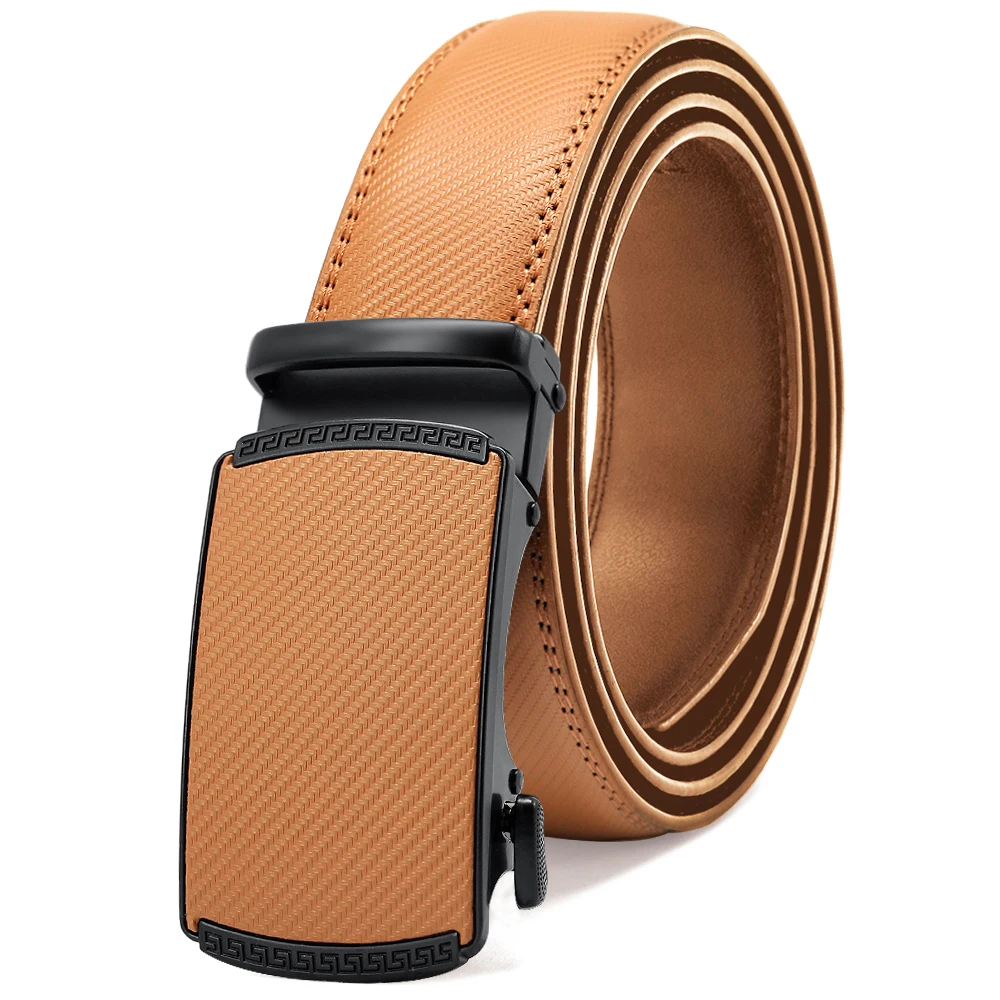 

DOOP Multicolor Genuine Leather Men's Belts Fashion Business Automatic Buckle Straps Ratchet Cow Leather Waistband 3.5cm Width