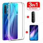 Мягкий чехол 3 в 1 для Xiaomi Redmi Note 8T, защитная стеклянная крышка для Redmi Note 8 Pro, 9S, 9, 10S, 10 Pro Max, 10T, зеркальная пленка для объектива 9A, 9C