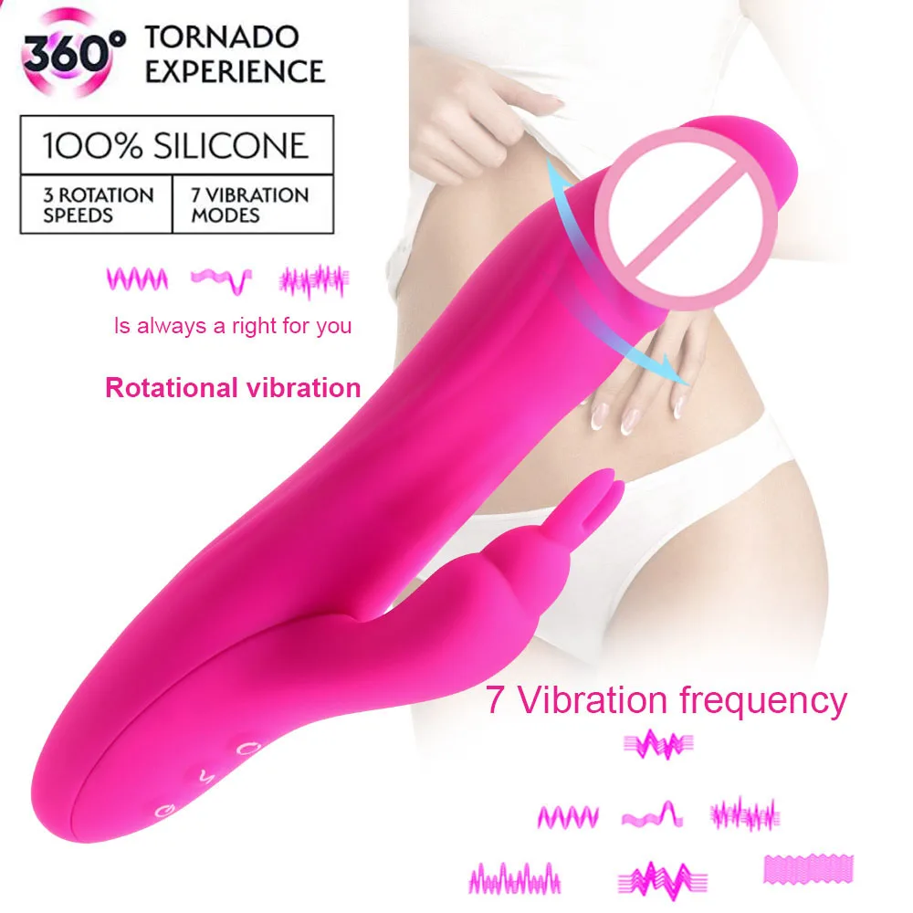 Вращающийся на 360 градусов фаллоимитатор для точки G кролик вибратор секс-игрушка