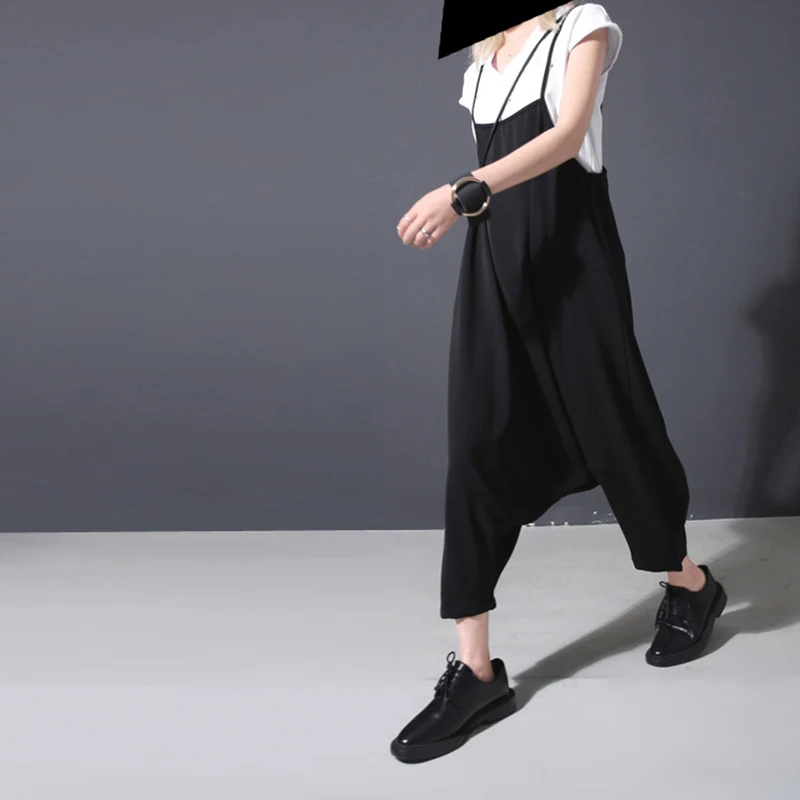 [EAM] 2021 Новинка весна осень высокая талия брюф ремень черный большой размер