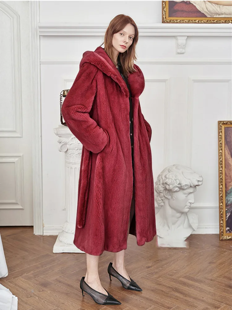 

Winter Coat Women Solid Hooded Ladies Coat Faux Rabbit Fur Overcoat Women Warm Thick Loose Long Coat Women Jacket Oversized Coat