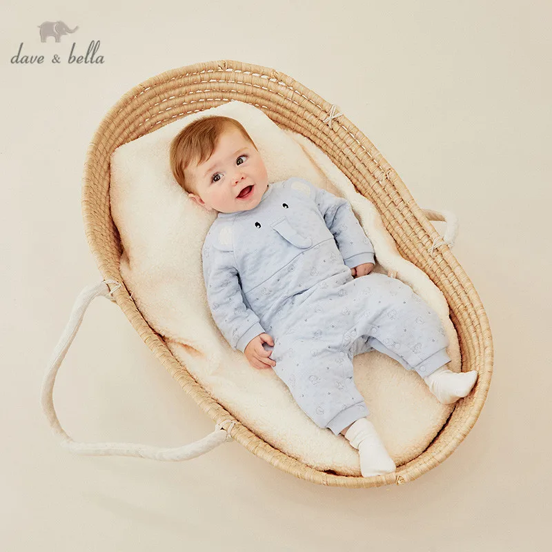 

DBH14442 dave bella autumn new born baby boys fashion cartoon print jumpsuits infant toddler clothes children romper 1 piece