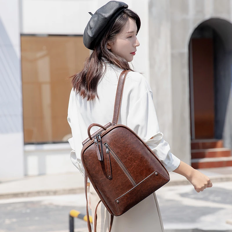 

MTong High Quality Girls Shoulder Bag Women Fashion Vintage Backpacks Ladies Large Capacity Waterproof anti-theft PU Bags