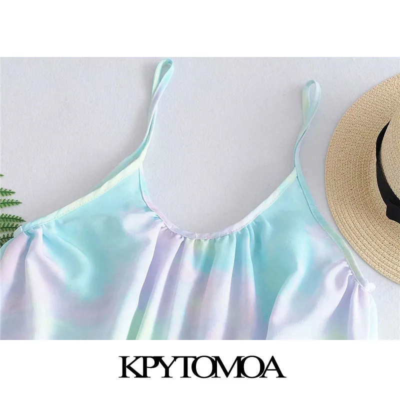 Женское плиссированное платье средней длины KPYTOMOA винтажное с тонкими бретелями