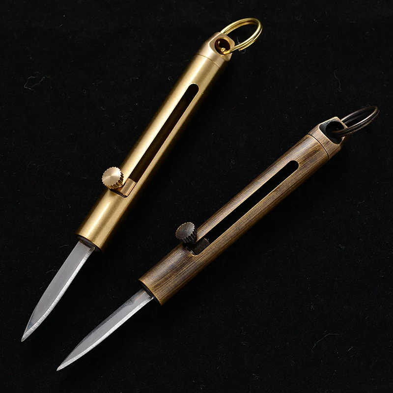 

2020 Brass Mini Pocketknife EDC Push Dagger Key Knifes Self-defense Survival Utility Knives CS Go Portable Outdoor Camp Tools