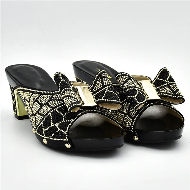 black shoes only Новое поступление; Итальянская обувь с сумочкой в комплекте для свадьбы; итальянский комплект из свадебных туфель и сумочки в нигерийском стиле; стразы - Цвет: black shoes only