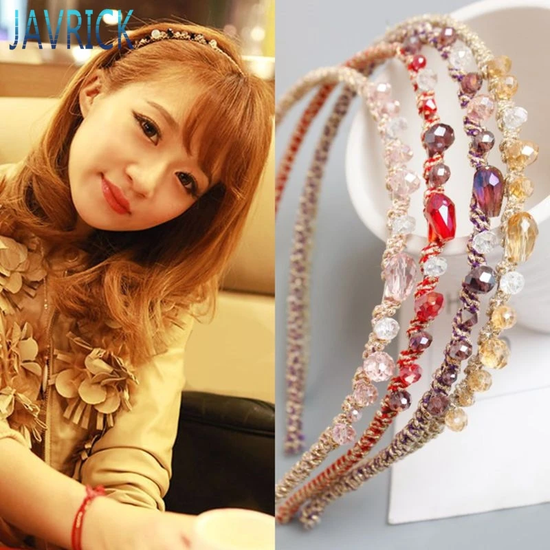 Женский обруч для волос с блестящими стразами асимметричный контрастных цветов