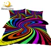 BlessLiving Rainbow Bedding Set Queen Love Duvet Cover Set Colorful Striped Bedclothes Letters Pink Home Textiles Bed Cover 3pcs 1