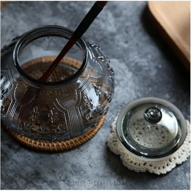 Баночка из цветного стекла пищевая герметичная банка для кофе зерен чая бытовая