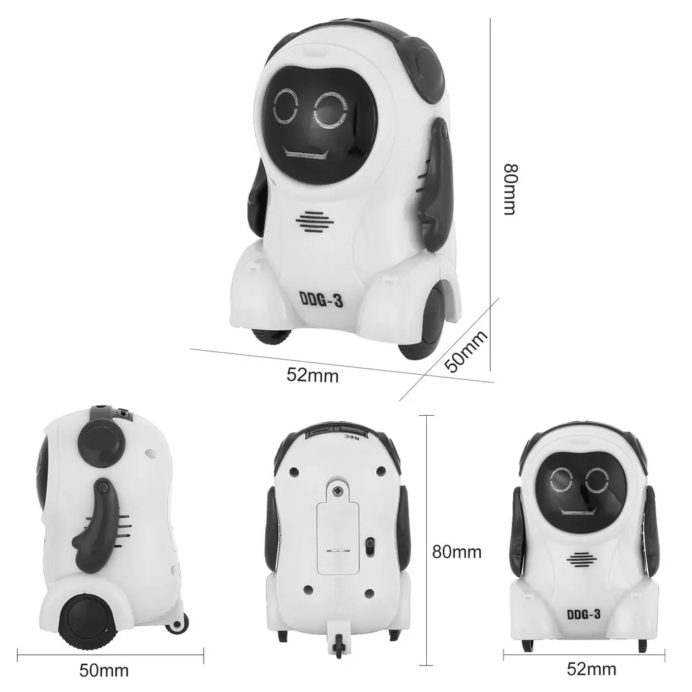 

Intelligent DDG-2 DDG-3 Mini Pocket Voice Recording RC Robot Smart Recorder Freely Wheeling 360 Rotation Arm Toys for Kids Gift
