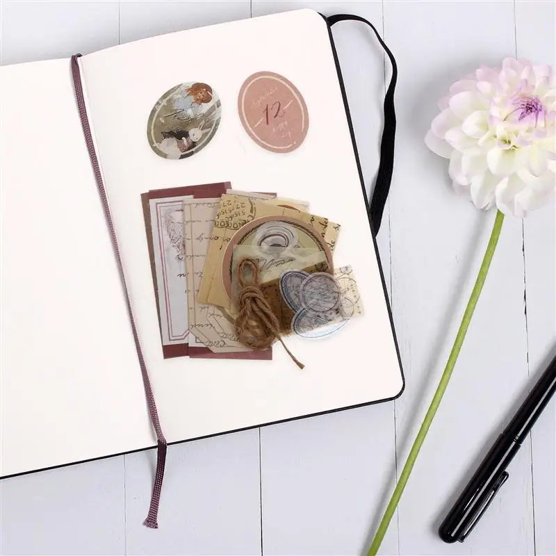 

4 Sets Retro Literary Handbook Decorative Stickers Creative DIY Materials