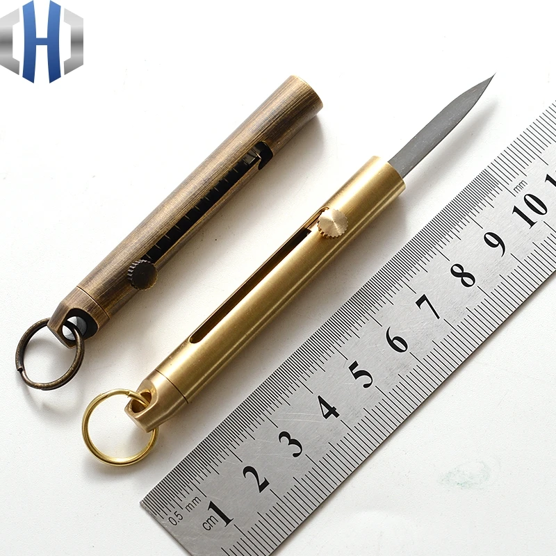 Многофункциональный мини нож из латуни для самообороны брелок изысканный