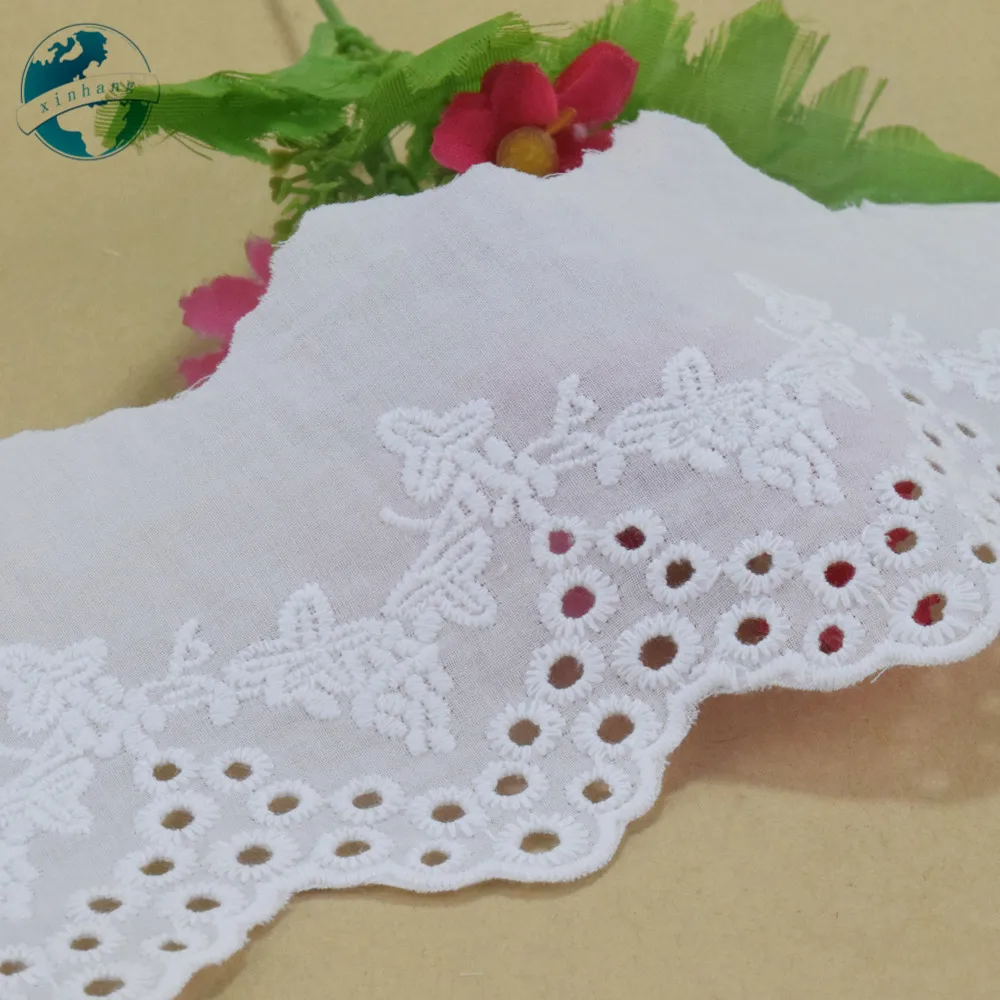 Хлопковая вышивка шириной 8 см белая кружевная швейная лента гипюр африканская