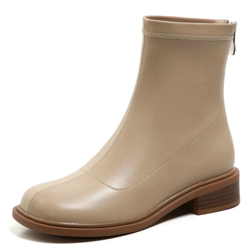 

2021 Autumn Winter Women Ankle Boots Basic Concise Genuine Leather Low Heels ladies boots Casual Working Shoes Woman