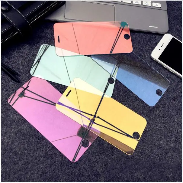 

Luxury Colorful Mirror Tempered Glass Film for iPhone X XR XS 12 11 Pro Max 5S SE 6 6S 7 8 Plus Screen Protector Film Guard Case