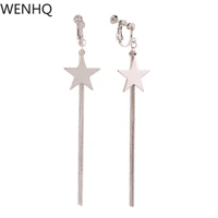 wenhq star tassel clip on earrings no pierced for women girl daily fashion white gold color screw cuff earrings charm ear clip