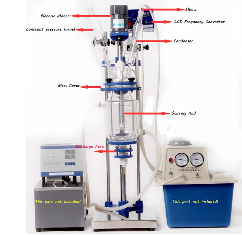 5л химический лабораторный кожух стеклянный реактор сосуд цифровой дисплей