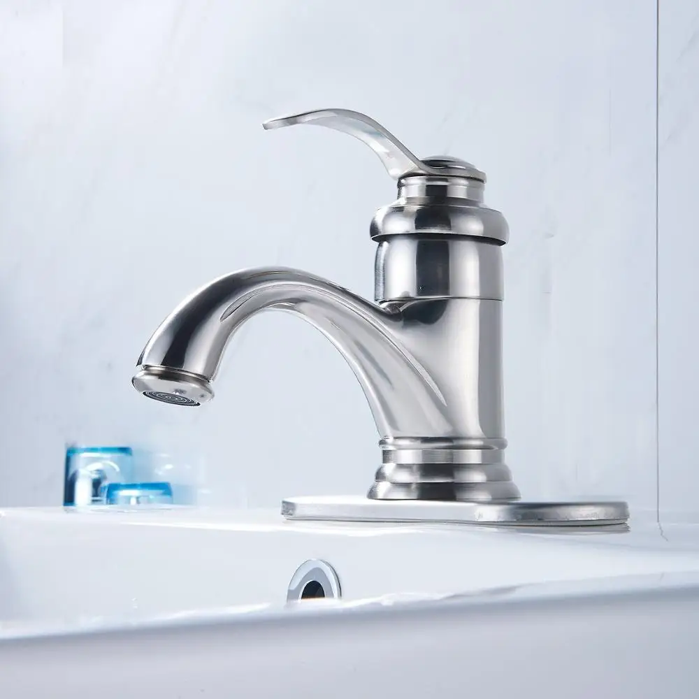 Brushed Nickel Waterfall Bathroom Sink Faucets Single Handle One Hole Deck Mount Lavatory | Обустройство дома