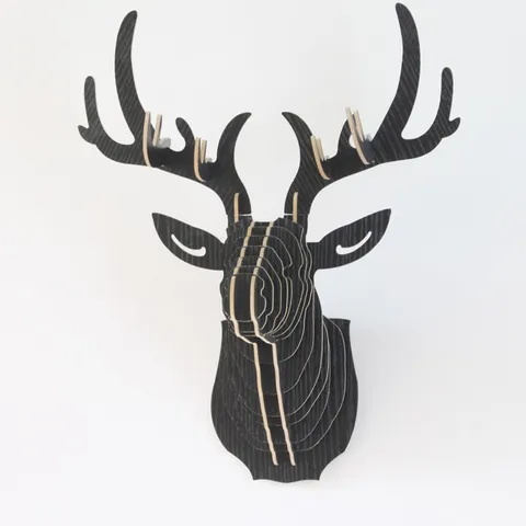 DIY 3D деревянная модель в виде головы оленя, художественная модель для дома и офиса, настенное украшение, держатели для хранения, стойки В НАЛИЧИИ четыре цвета