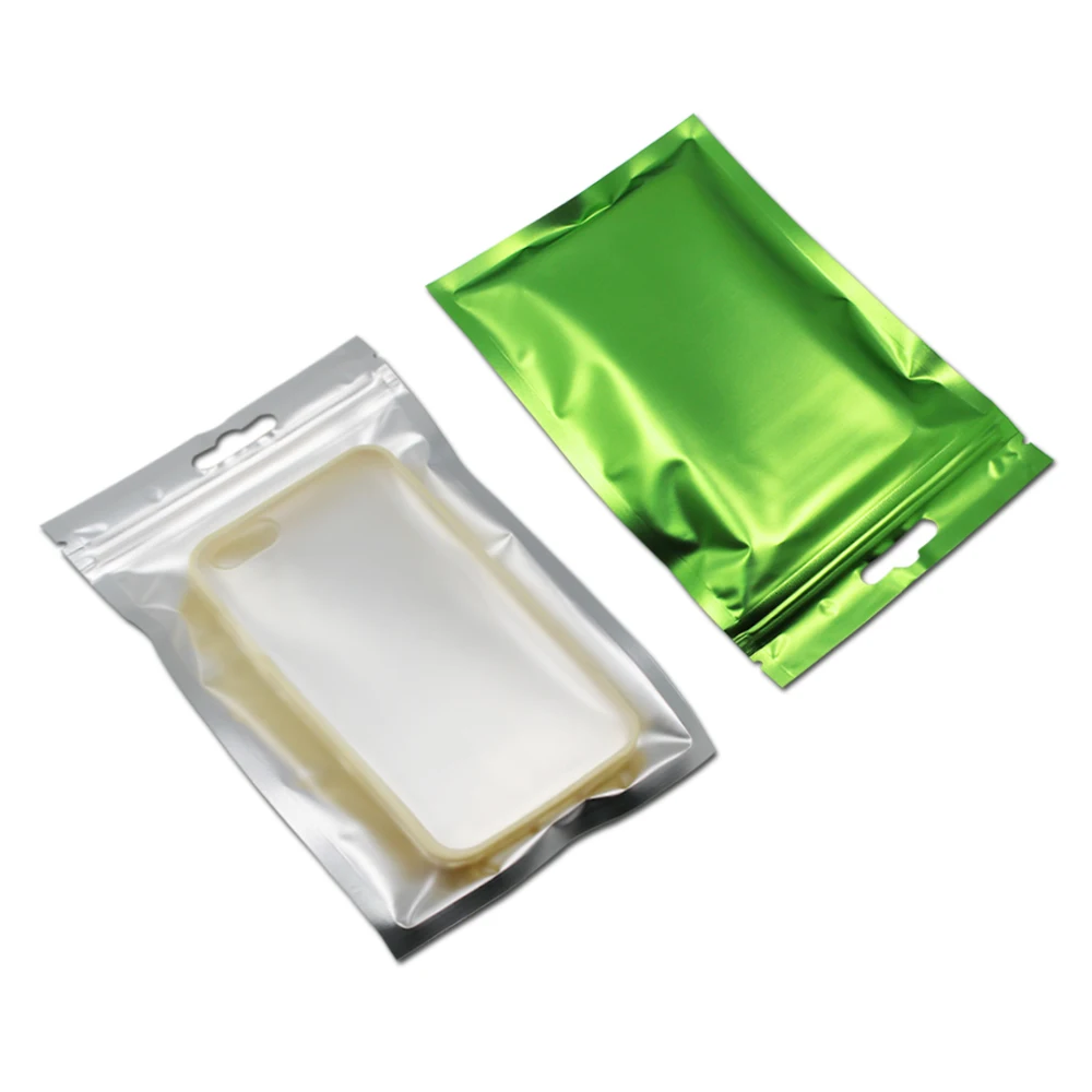 100 шт./лот Ясно Передняя/черный resealable zip lock Пластик сумка для хранения Розничная ziplock поли мешок с отверстием для подвешивания