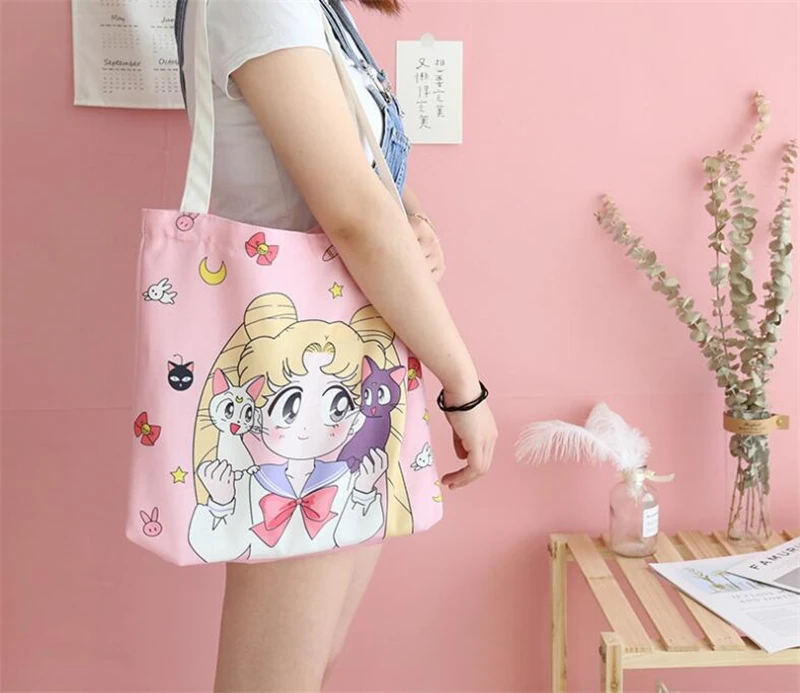 1 шт. милая Холщовая Сумка в стиле аниме Сейлор Мун сумка на плечо косметичка