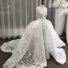 Кружевные свадебные платья Дубая 2020 со съемным шлейфом, юбка-макси в стиле Саудовской Аравии