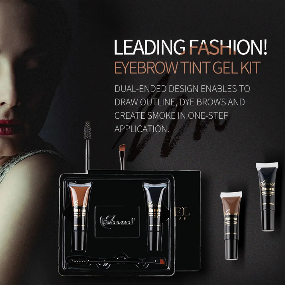 Макияж для ресниц бровей тату гель водостойкий стойкий макияж + кисть набор