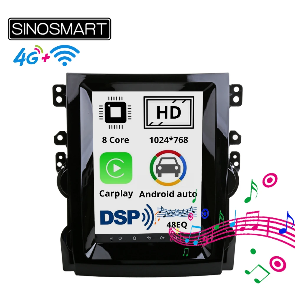 melhor Sinosmart 9.7 Polegada 2 Din Tesla Estilo Vertical Hd Tela 8 Núcleo Dsp 48eq Navegação Do Carro Gps Rádio Para Chevrolet Malibu 2012-2015