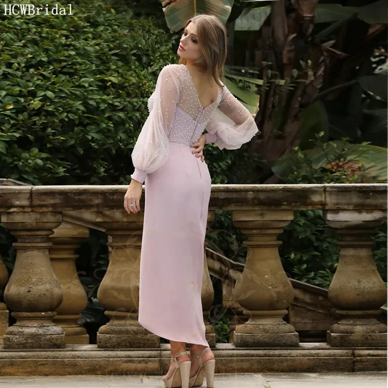 Светильник-розовое роскошное арабское выпускное платье-футляр с длинными