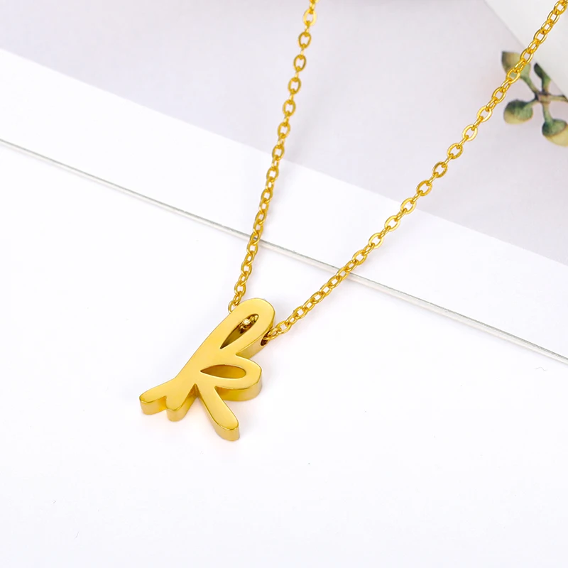

Ladies Small Initial Necklace Stainless Steel Antique English Letter Necklace Retro Style Bohemian Jewelry