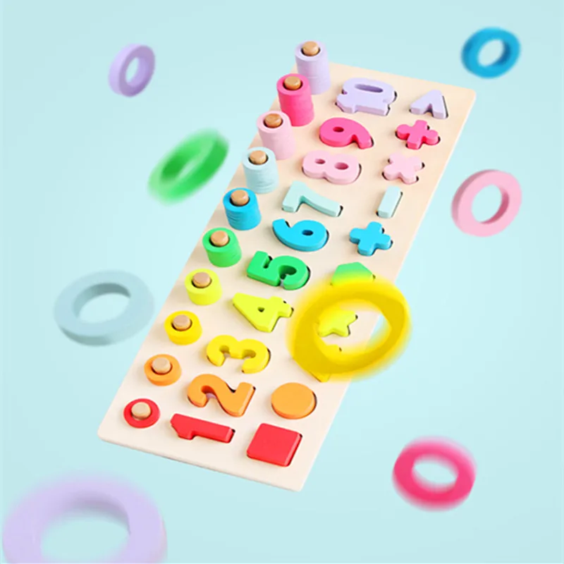

Preschool Wooden Toys Count Geometric Shape Cognition Match Baby Early Education Teaching Aids Math Toys For Children