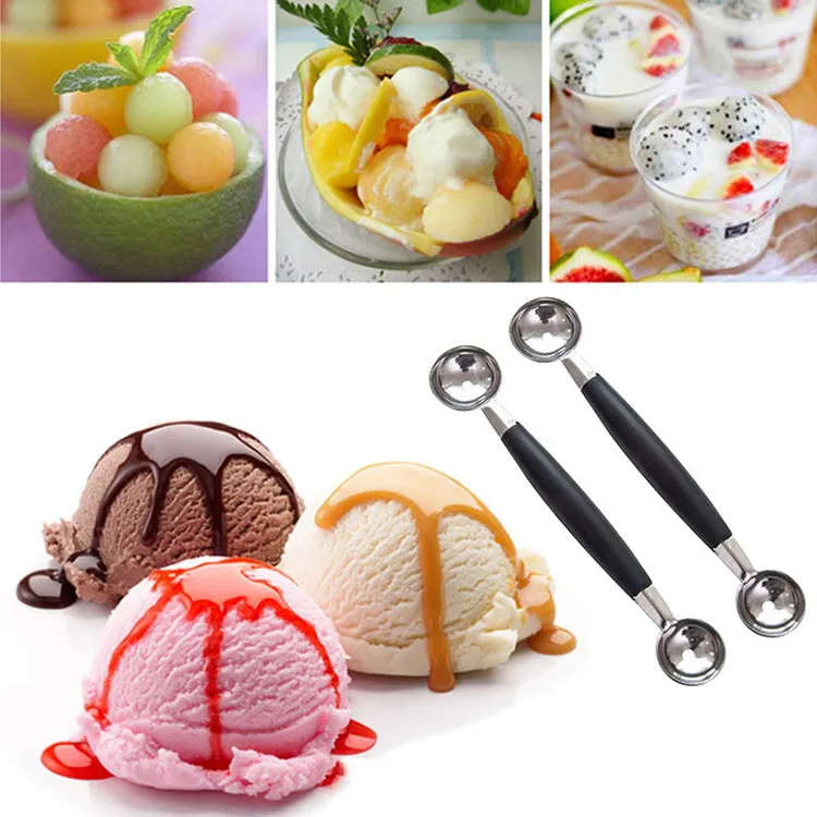 

Melon watermelon Ball Scoop Fruit Spoon Ice Cream Sorbet Steel Double-end Cooking Tool Kitchen Accessories Gadgets