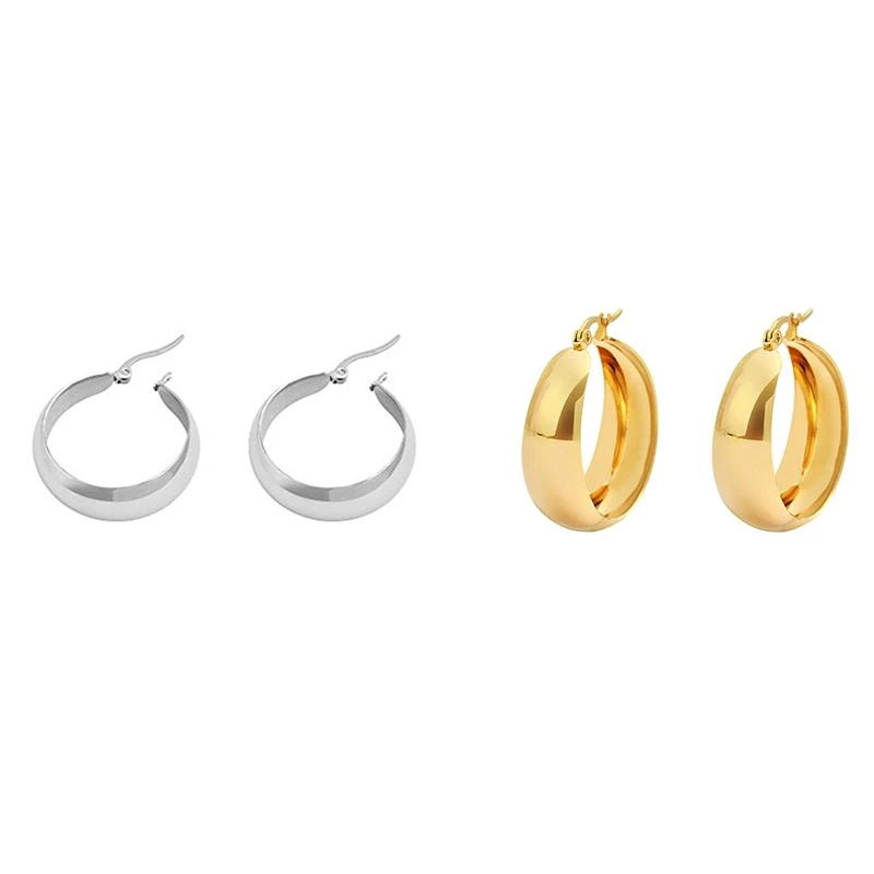 

Earrings Personality Round Earrings Simple Alloy Trendy Earrings Wide Round Ring Earrings with Buckle