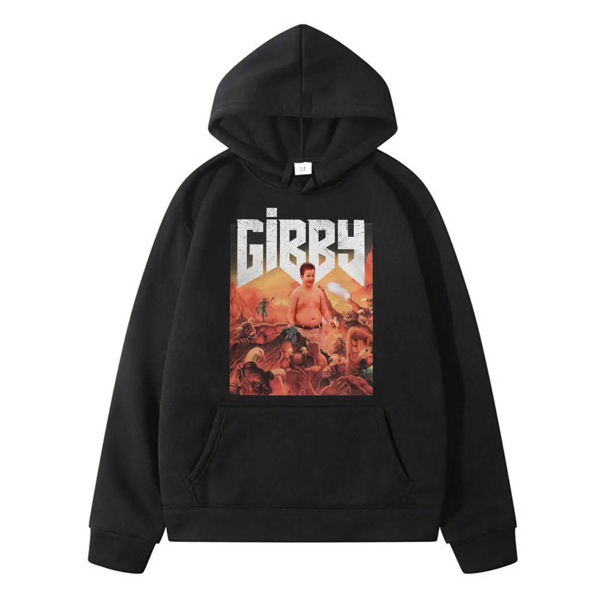 

Gibby of Doom European Retro Interesting Print Winter Thicken Long Sleeve Loose Simple Man Hoodie Oversized Hip-hop Style