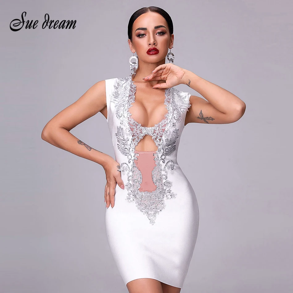 2021 Новое летнее высококачественное белое черное платье без рукавов с глубоким v