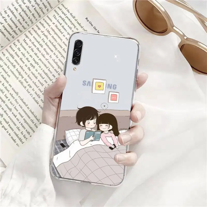 

Cartoon couple love cute Phone Case Transparent Samsung s9 s10 s20 Huawei honor P20 P30 P40 xiaomi note mi 8 9 pro lite plus