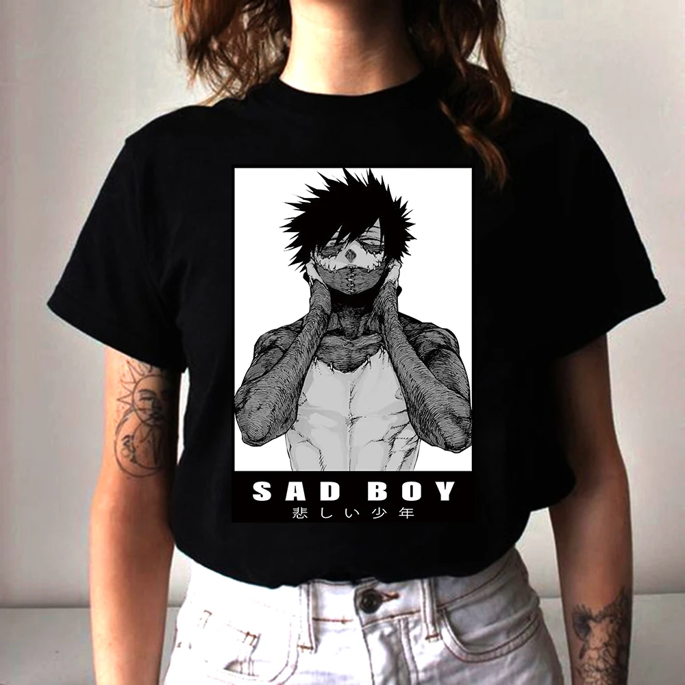 

100% Cotton My Hero Academia T Shirt Boku No Hero Academia Anime Funny Dabi Sad Boy T-shirt Graphic Tops Tees Male