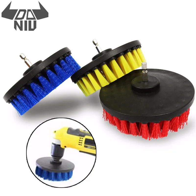 

DANIU 5 Inch Red/Yellow/Blue Bristle Electric Drill Cleaning Brush for Dust Removal Scrubber Cleaning Brush Tub Cleaner Tool Kit