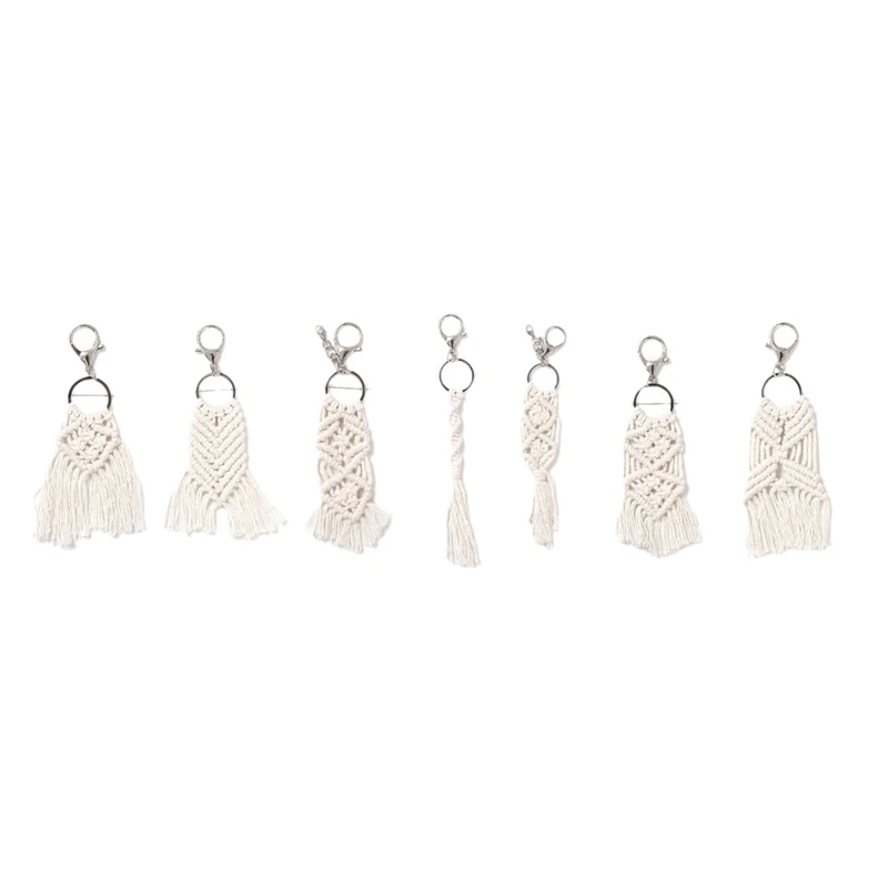 

7 Pieces Mini Macrame Keychains Macrame Bag Charms for Car Key Purse Phone Supplies