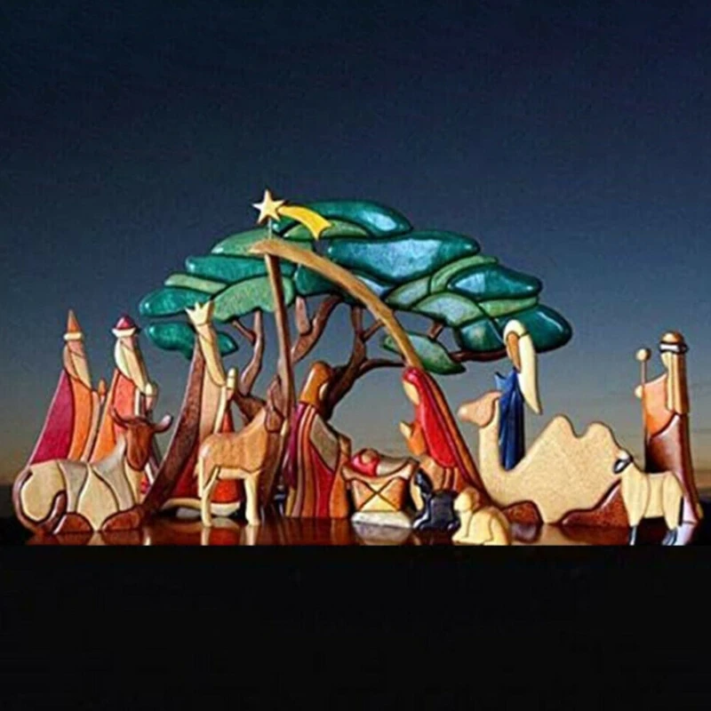 

Men Under the Tree Religious Resin Ornaments Room Decoration Festival Figurine Decor Set Home Office Ornament Bedroom