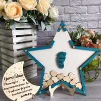 baby shower guest book with stars drop top boxpersonalized wooden baby birthday guest book alternativeengraved first birthday