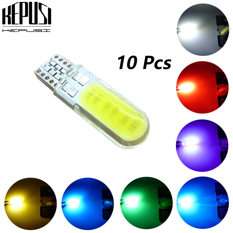 

10x T10 W5W Car LED Signal Bulb COB Interior Light Super Bright Auto Reading License Plate Trunk Luggage Wedge Side Lamp 12V