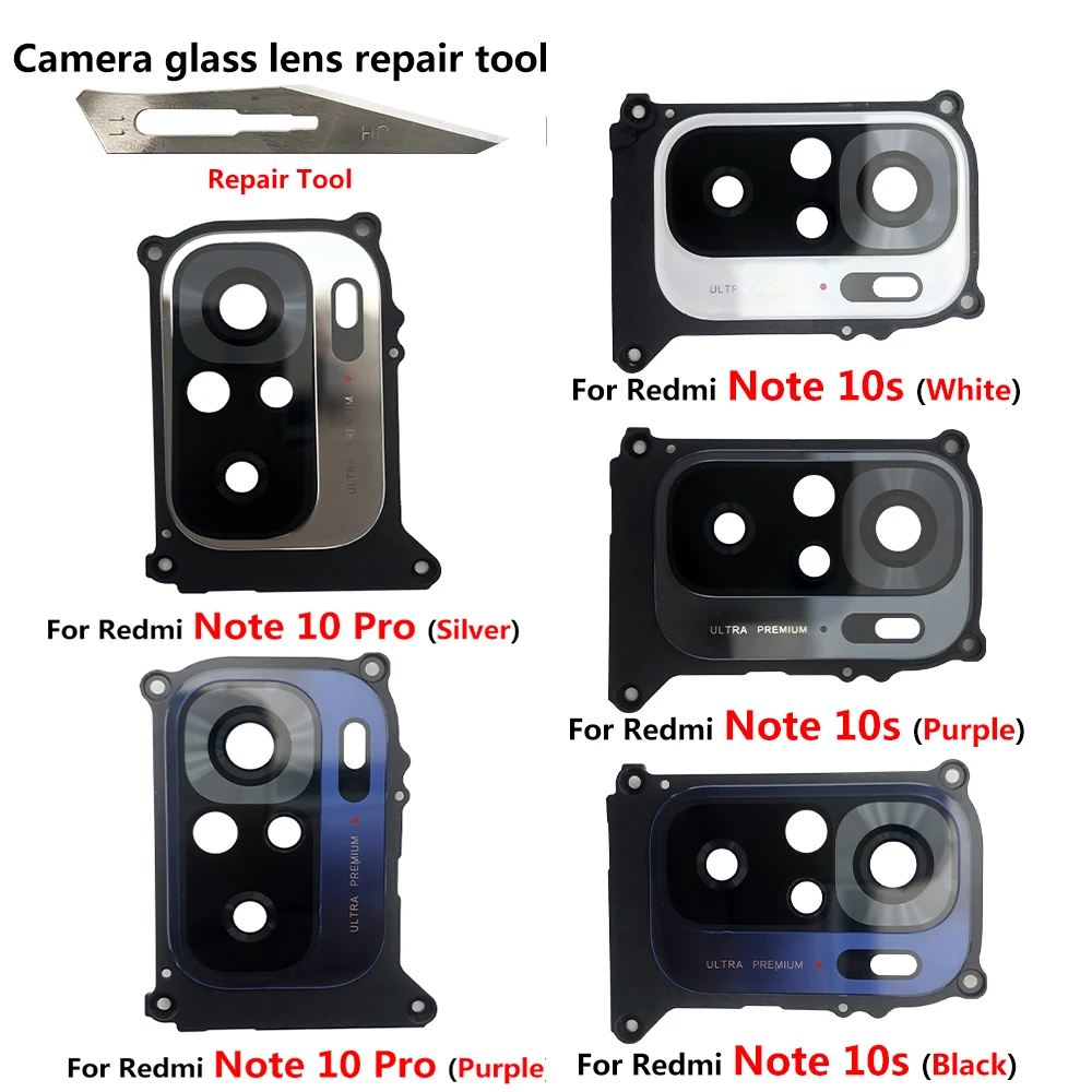 Original New For Redmi Note 10 Camera Glass Lens With Frame Holder For Redmi Note 11S 10 Pro Glass Lens With Repair Tools Promo